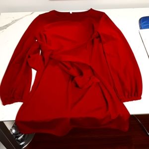 Red front tie dress